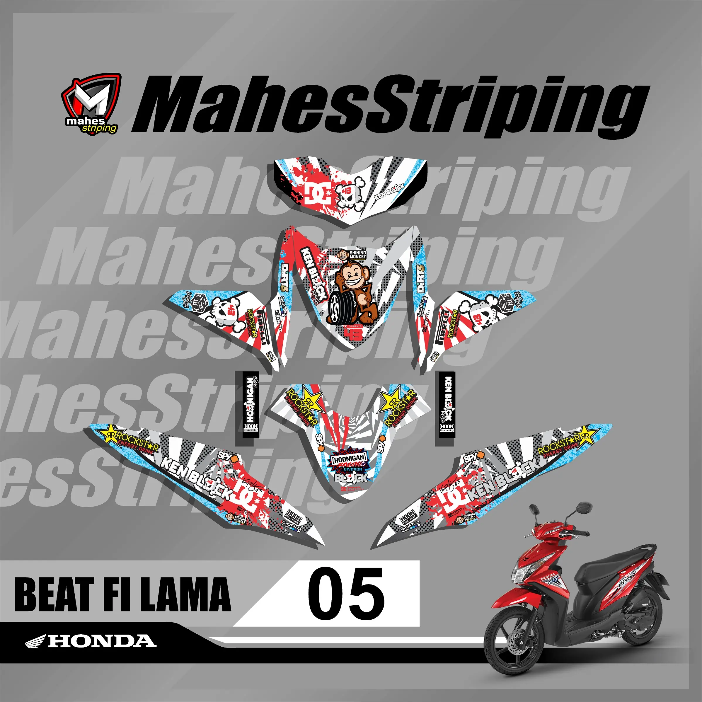 Decal Sticker Fullbody Variasi Beat Fi Lama 2012 2013 2014 2015 Desain 05 Hooningan Monkey Lazada Indonesia