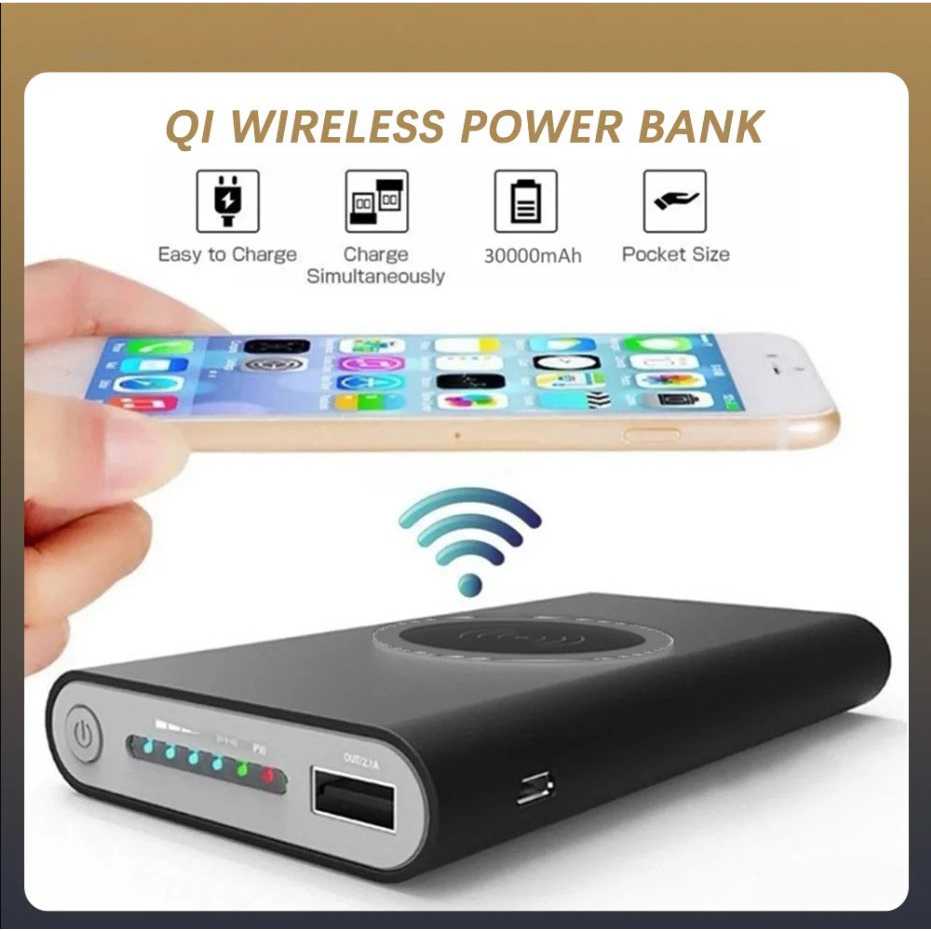 COD Power Bank Qi Wireless Charging Pad Port 10000mAh 042
