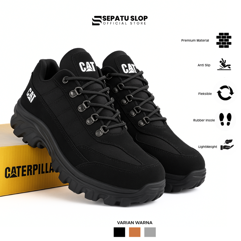 Sepatu Safety Pria Boots Caterpillar Ujung Besi Sefty Boots Steel Toe - Sepatu Kerja Proyek Septi Tracking Touring Lapangan Harga 75,000 rupiah*Gratis Ongkir