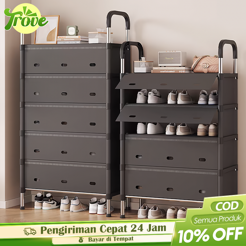 Trove life shoe rack stacking covered dust-proof coating, sturdy iron shoe storage rack, multipurpose rack for shoes and accessories Harga 71,000 rupiah*Gratis Ongkir