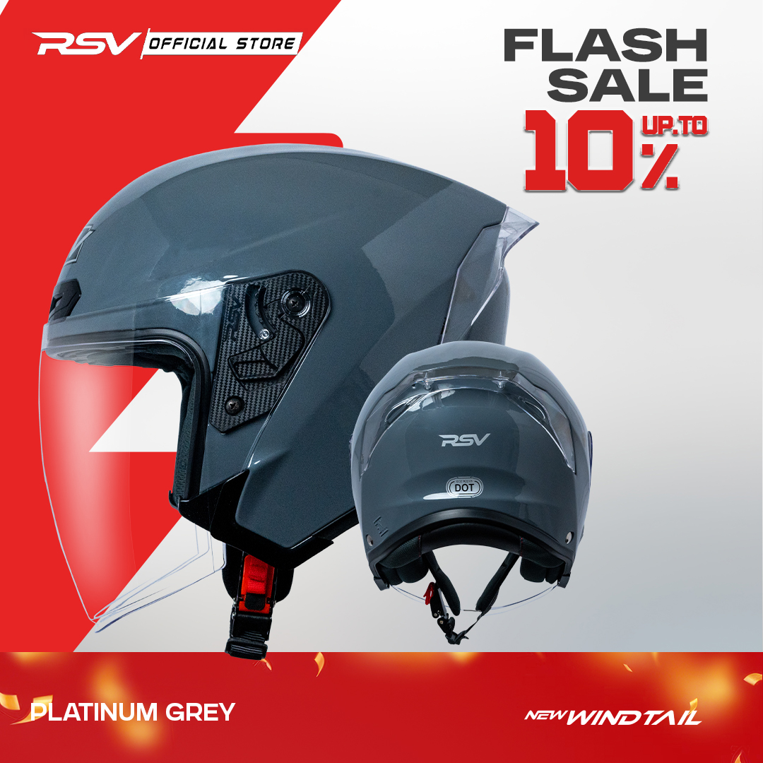 Helmet RSV new windtail Platinum Grey glossy Harga 550,000 rupiah*Gratis Ongkir