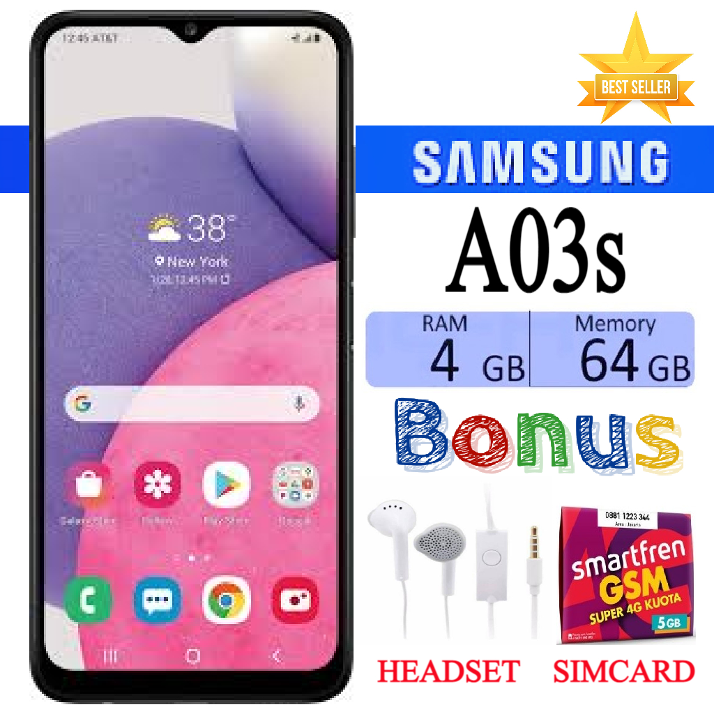 SALE!!! HP SAMSUNG GALAXY A03s RAM 4/64 GB FULLSET Bergaransi - FREE SIMCARD Harga 1,000,000 rupiah*Gratis Ongkir
