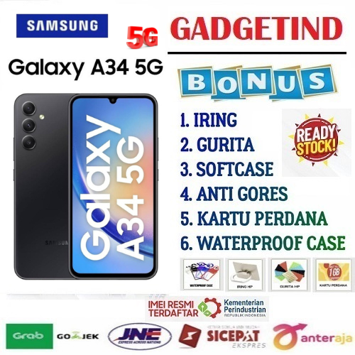 Sale Samsung Galaxy A34 5g 8/256Gb - Dimensity 1080 Size: 6.6\" - Technology: Fhd+ Samoled 120Hz Harga 2,590,000 rupiah*Gratis Ongkir