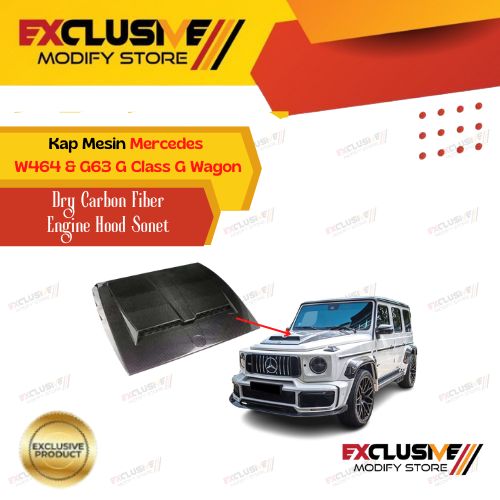 Hood cover Mercedes G class G Wagon w464 G350 G400 G500 G63 upgrade Hood Bonet mansordry carbon fiber Harga  73,500,000 Ringgit*Penghantaran Percuma