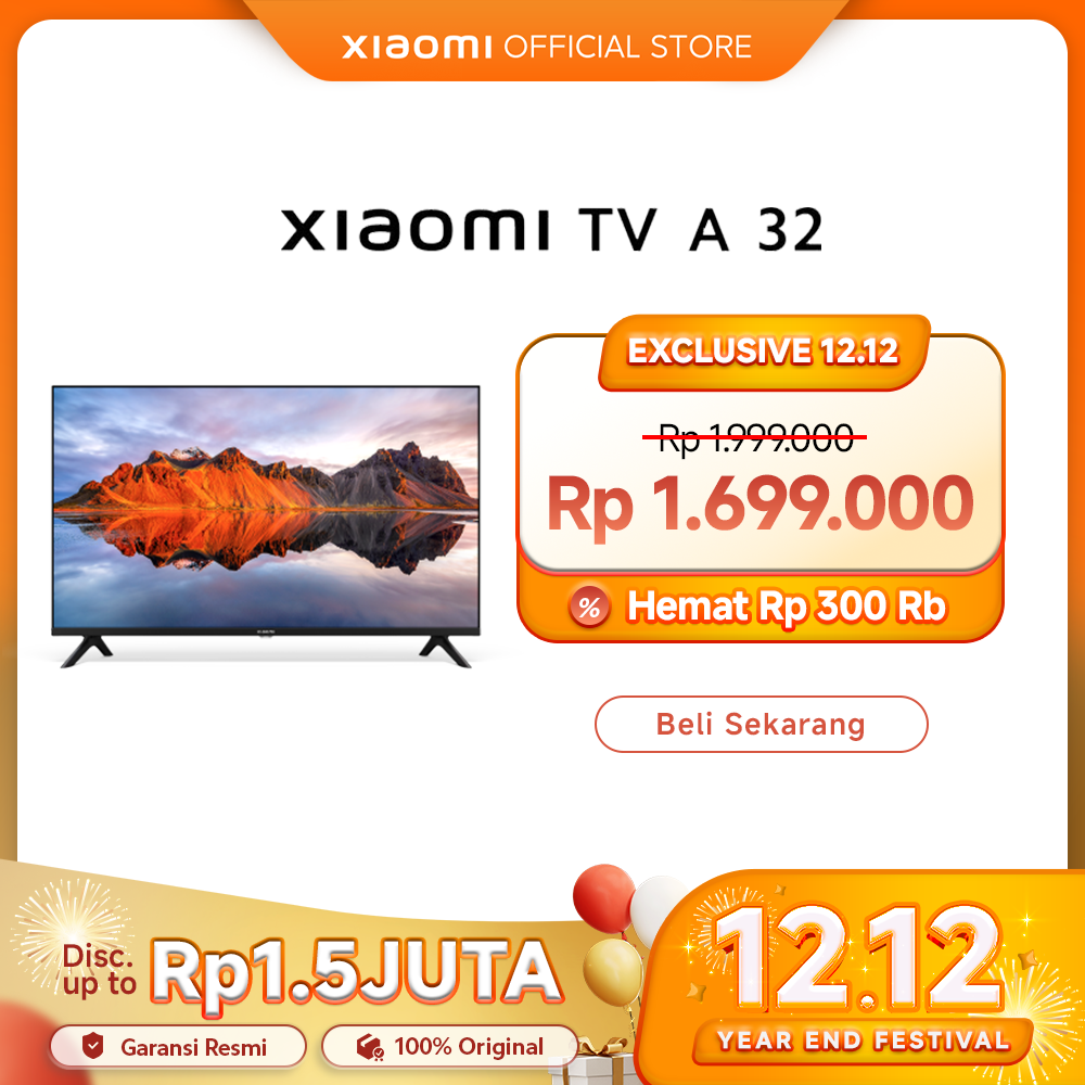 Xiaomi Google Tv a 32 |   Dolby Dts Audio |   Smart Wifi Youtube Digital Google Tv |   [Official Store] - Merek Xiaomi Harga 1,698,000 rupiah*Gratis Ongkir