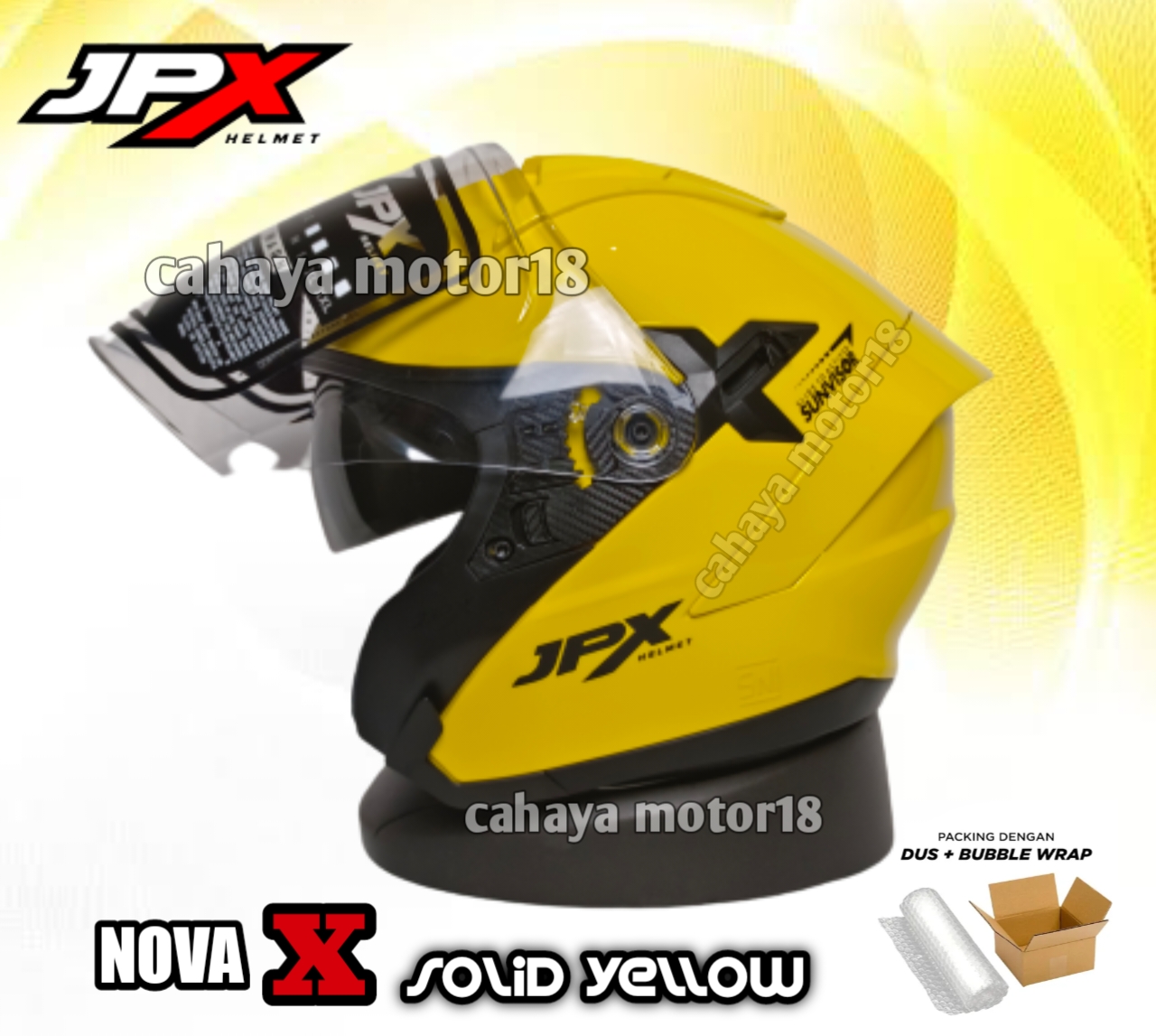 HELM JPX NOVA X SOLID YELLOW|kuning model njs kairoz Harga 685,000 rupiah*Gratis Ongkir