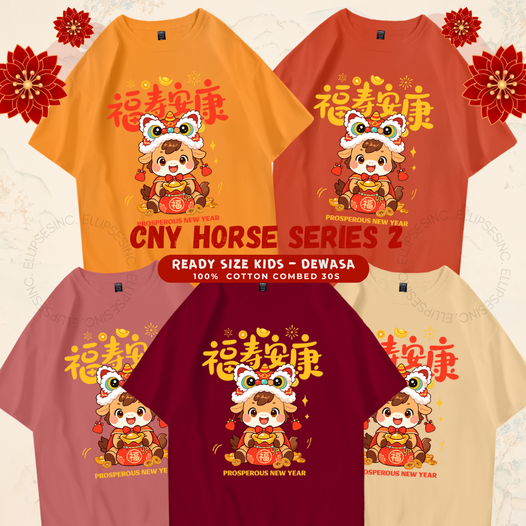 Ellipsesinc CNY Chinese New Year T-shirts since Zodiac Horse family Mama Papa baby Anak Kids Series 2