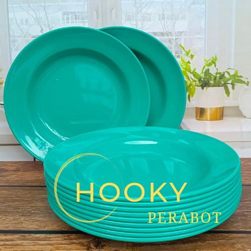 12 PCS Piring Melamin Toska Baru Model Cekung Besar 9 Inch Tebal DAN Tahan Panas