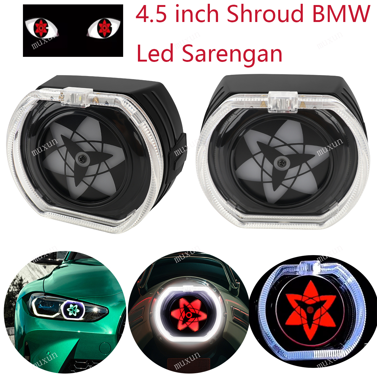 360 Rotating Motorcycle Led Angel Eyes Decorative Fog Lights ° (Red), Demon Sharingan Rotating Light, Size 4.5 Inches, with Lens Cover, Bmw V14 Led Sharingan Rotating Light Harga 152,099 rupiah*Gratis Ongkir