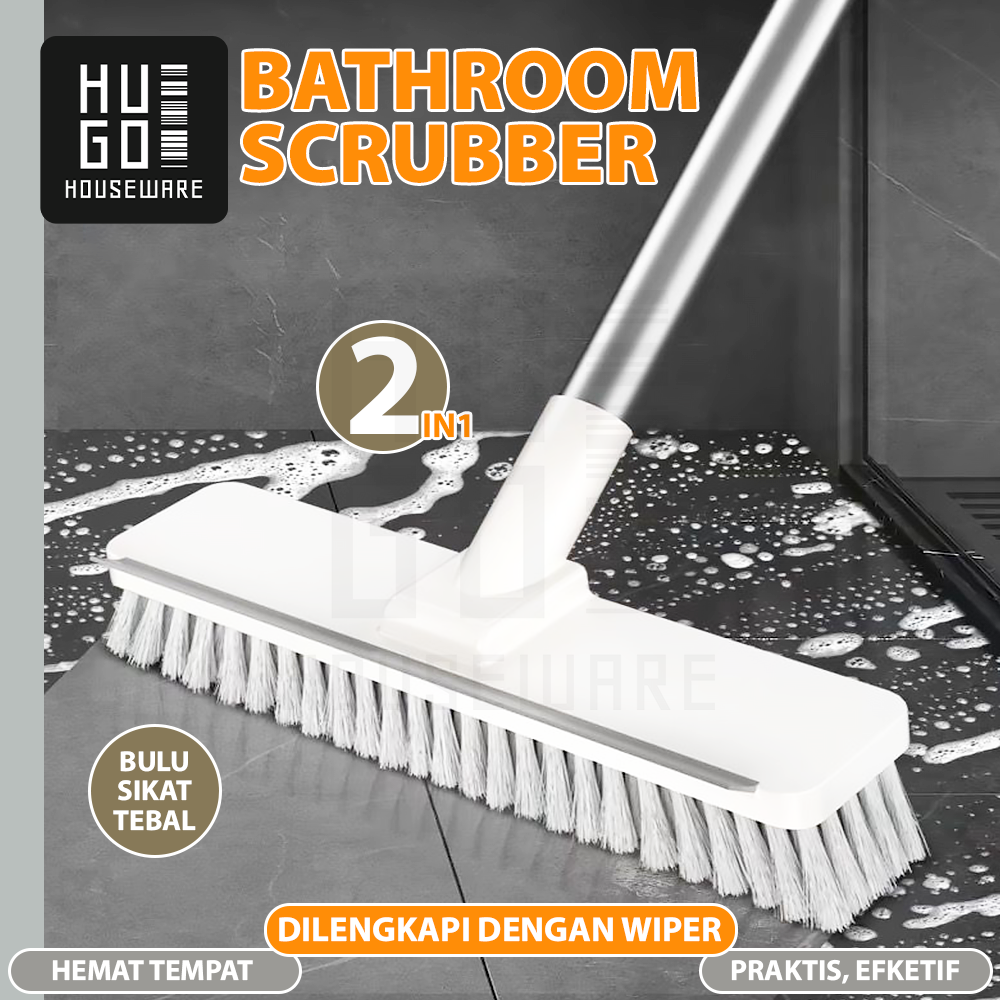 Hugo floor cleaning brush bathroom toilet 2 in 1 practical multipurpose serokan water long handle white color - Merek HUGO Harga 23,900 rupiah*Gratis Ongkir