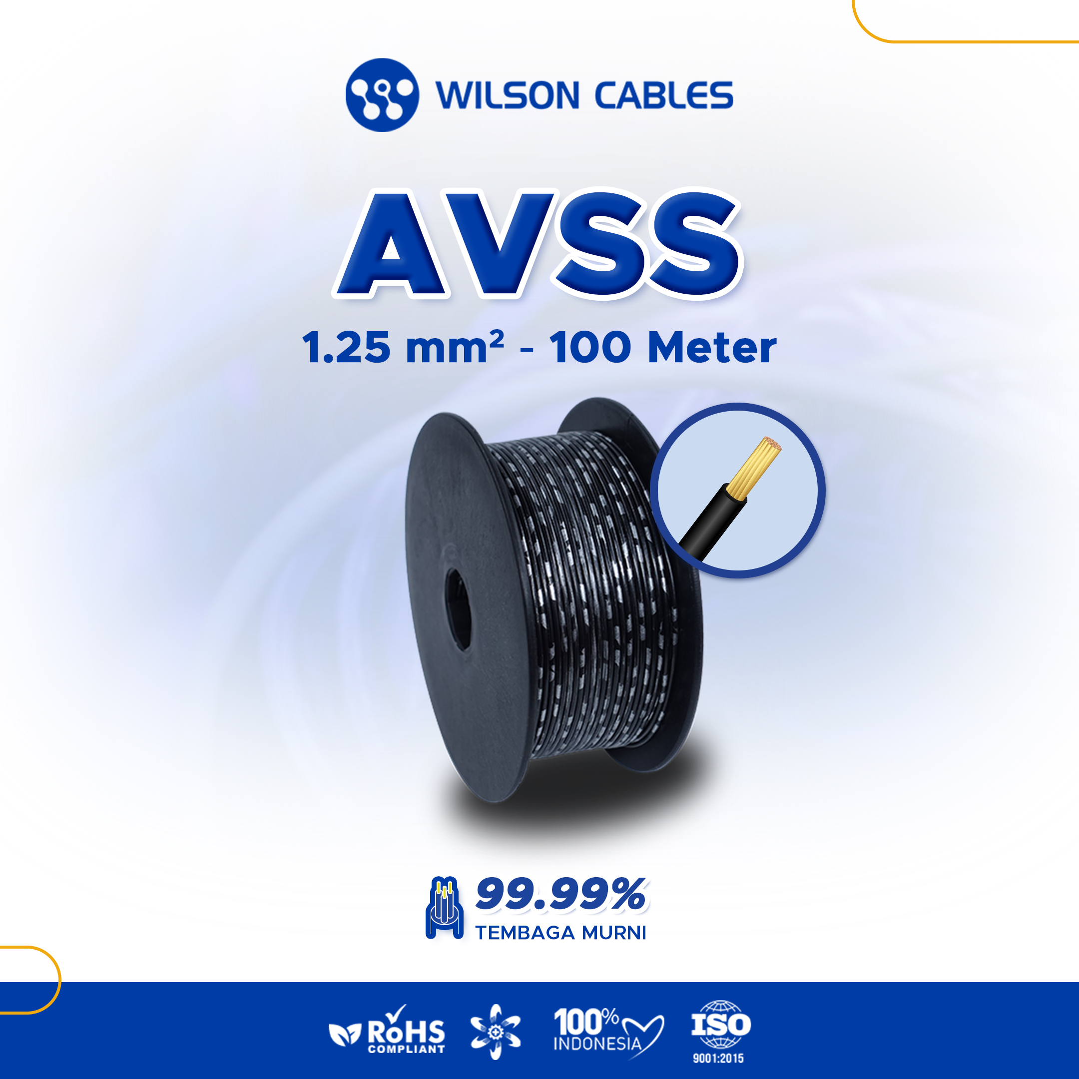 AVSS 1.25 mm2 100 Meter - Kabel Otomotif Wilson Cables Harga 473,616 rupiah*Gratis Ongkir
