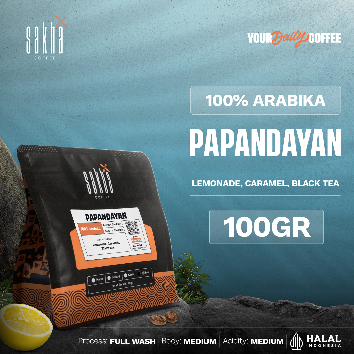 Papandayan Arabica Coffee Roast Beans Sakha Roastery 100g