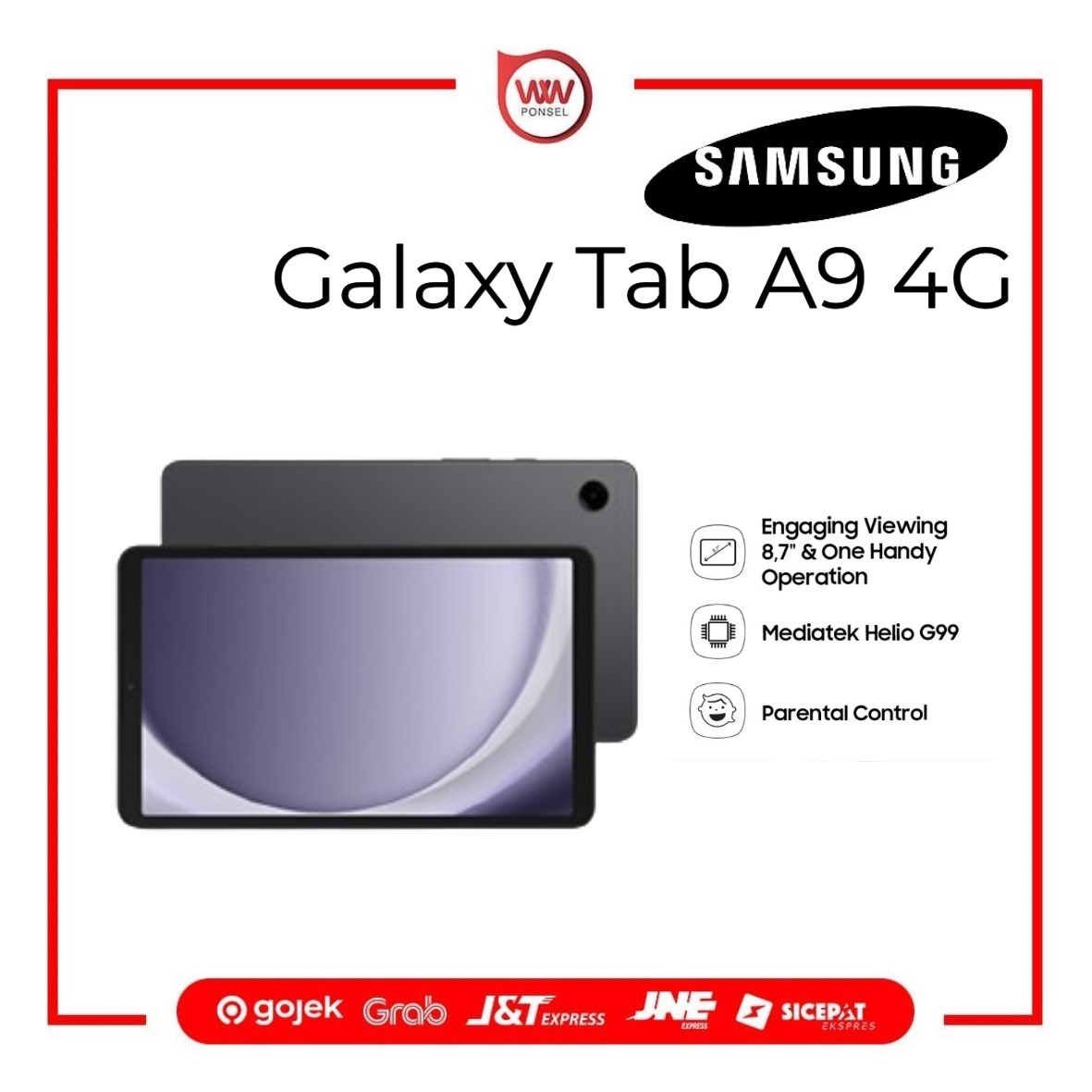 Samsung Galaxy Tab A9 4G Ram 4GB Internal 64GB Garansi Resmi Harga  2,499,000 Ringgit*Penghantaran Percuma