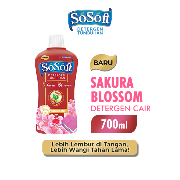 SoSoft Deterjen Cair Sakura Blossom Botol 700ml Harga 20,000 rupiah*Gratis Ongkir