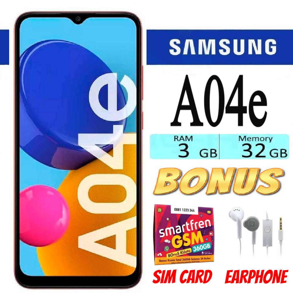 SAMSUNG Galaxy A04e RAM 3/32 GB Ex Sein Fullshet - Like New Harga 1,000,000 rupiah*Gratis Ongkir