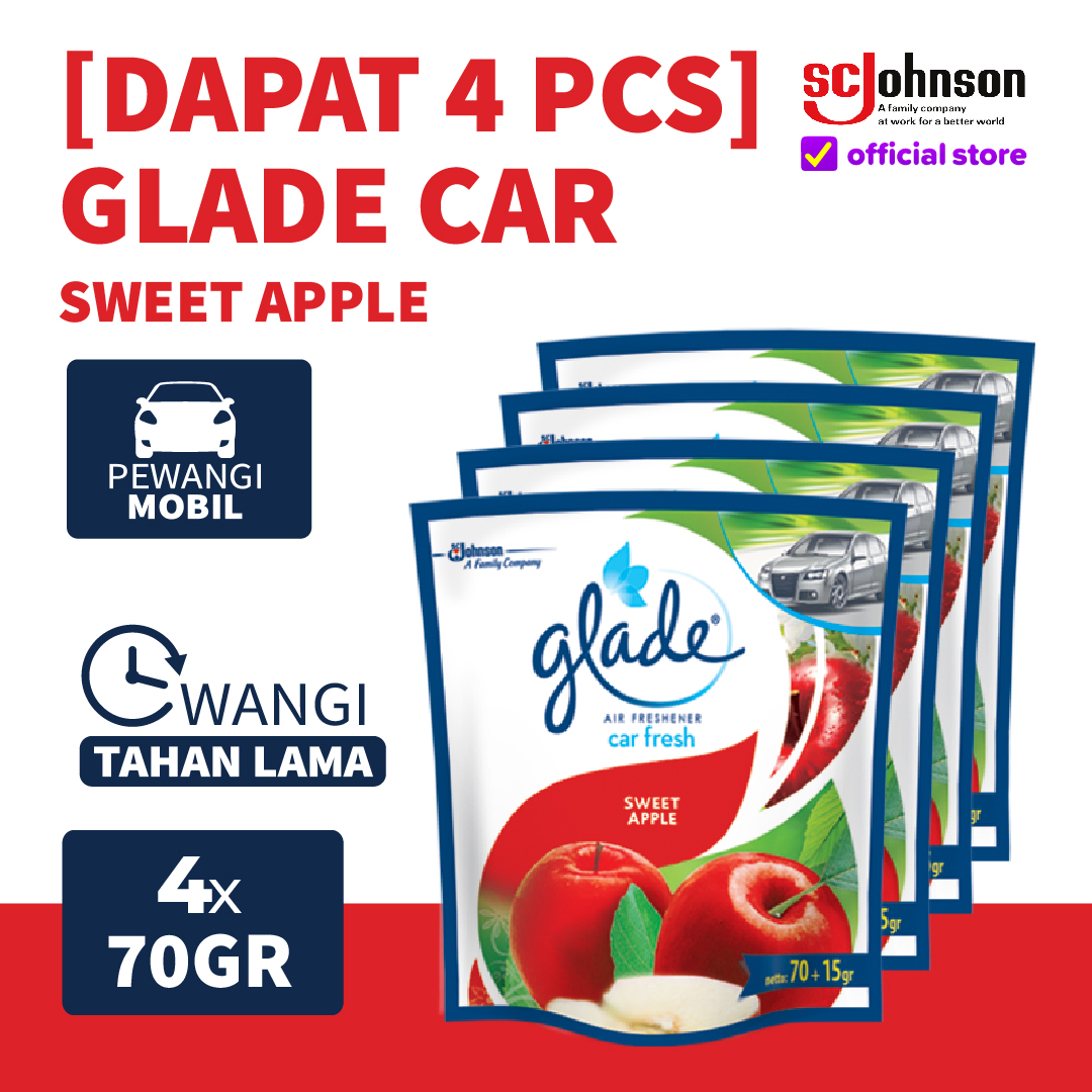 [Dapat 4 pcs] Glade Car Sweet Apple 70gr Harga 46,956 rupiah*Gratis Ongkir