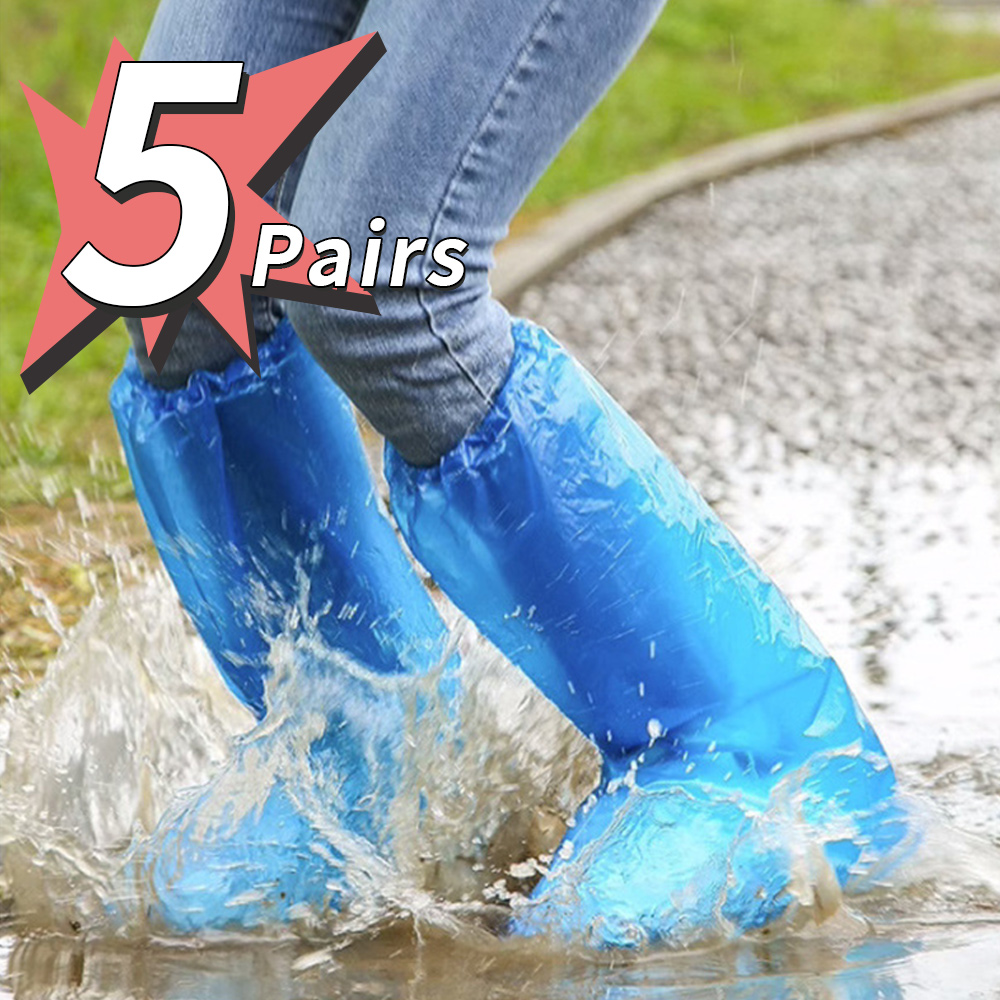 5 Pairs Extra Long Extra Thick Rain Boot Covers Disposable Elastic Shoe Cover Harga 2,600 rupiah*Gratis Ongkir