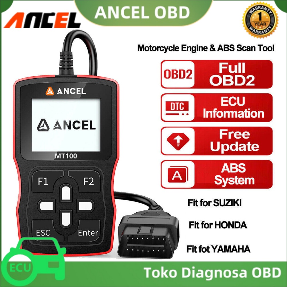 ANCEL MT100 Motorcycle Scanner Code Reader Diagnostic Tool Motors Tool ECU Service Reset Obd2 Scanner For SUZUKI YAMAHA HONDA Harga 1,296,000 Ringgit*Penghantaran Percuma