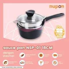 NUPON - Panci Sauce Pan Steamer Kukusan Stainless 18 CM Anti Lengket - Alat Masak Perlengkapan Dapur Cookware Set Mpasi