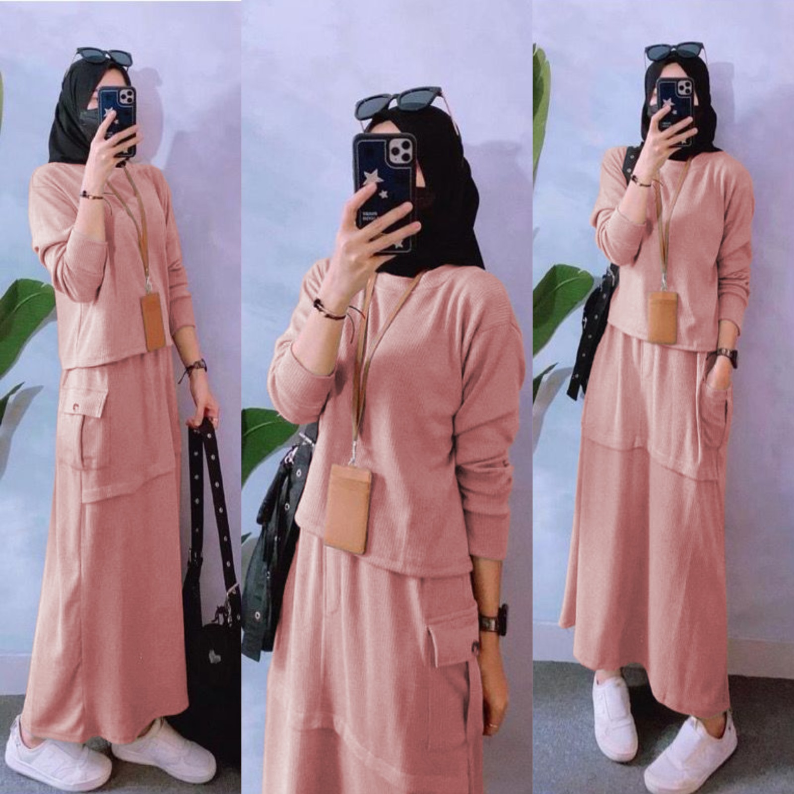 One set rok + jaket bomber cargo zahra setelan set rok terbaru korean