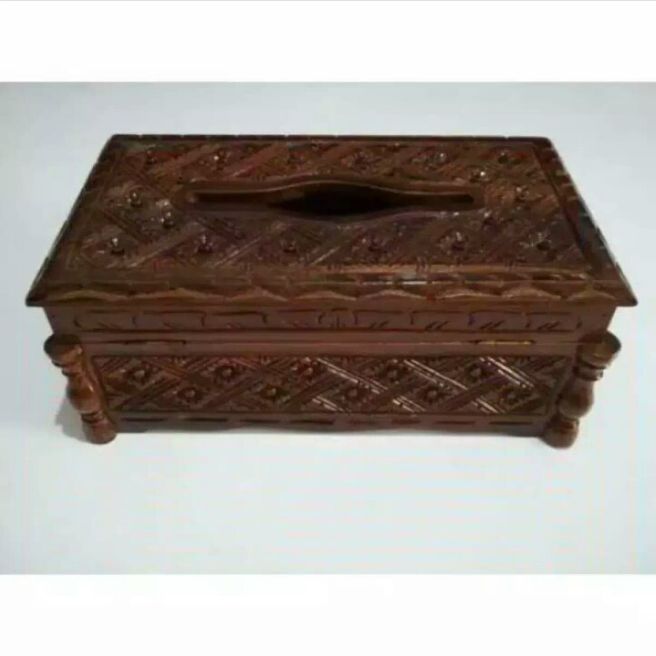 tempat tisu ukir dari kayu jati