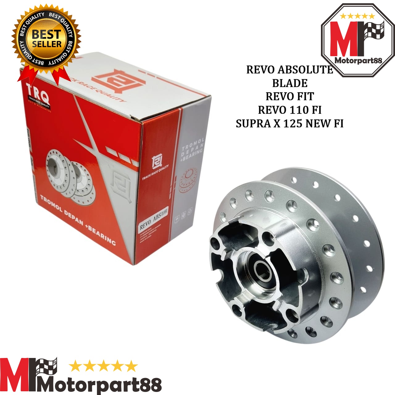 Tromol front front + bearing TRQ Revo absolute blade Revo fit Revo fi supra x 125 new fi silver TRQ Harga 140,000 rupiah*Gratis Ongkir
