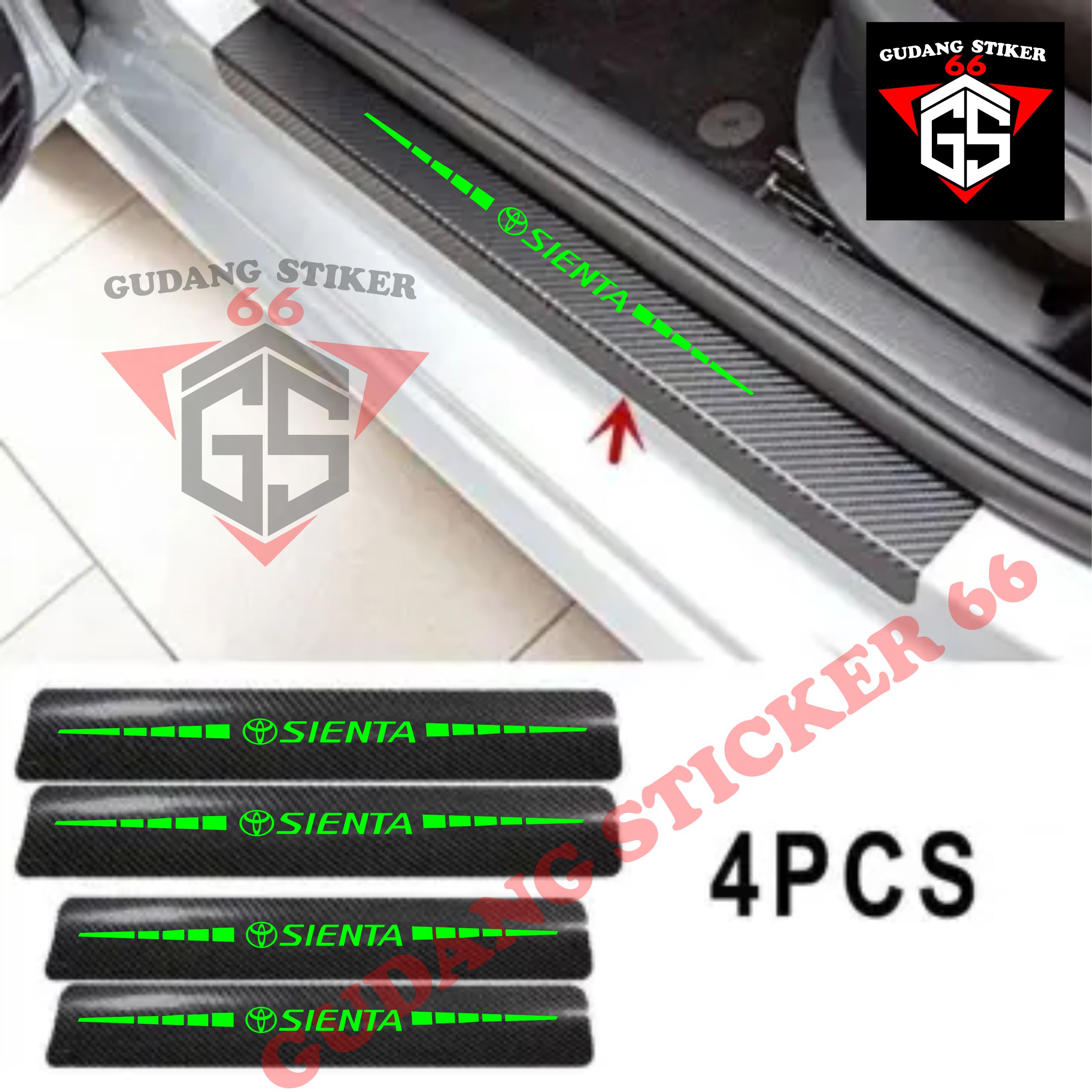 sticker carbon 4pcs sticker mobil toyota sienta sticker pelindung bawah pintu mobil dari pijakan Harga 40,000 rupiah*Gratis Ongkir