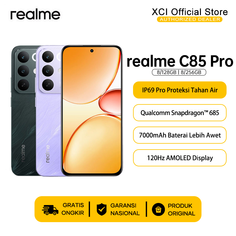 Realme C85 Pro/C85 8/256Gb 8/128Gb 7000Mah 45W Snapdragon 685 Latest Realme 2025 Official Guarantee Harga 2,599,000 rupiah*Gratis Ongkir