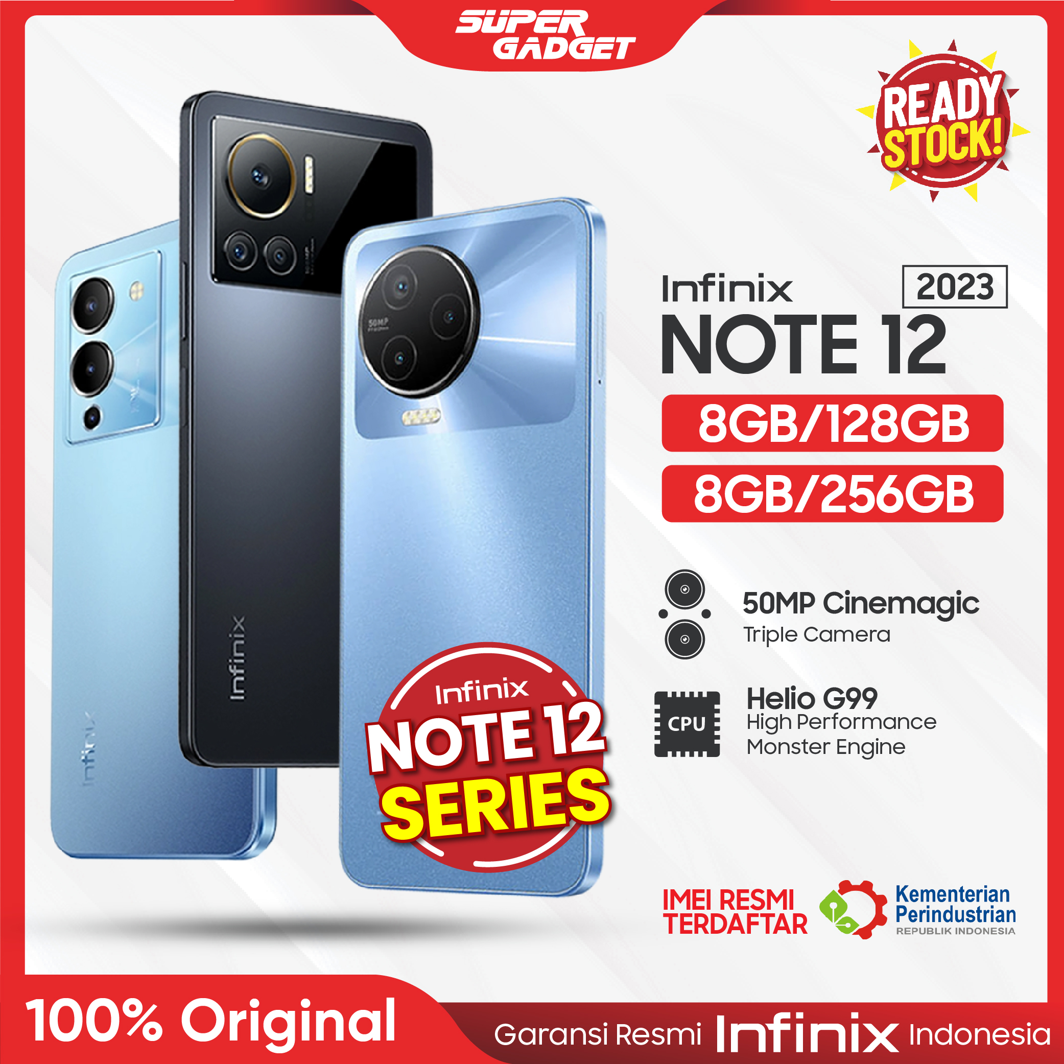 Infinix Note 12 2023 8/128 8/256 RAM 8 ROM 128 256 GB 8GB 128GB 256GB HP Smartphone Android Original Garansi Resmi Handphone Giá 2,799,000 Đồng*Miễn phí vận chuyển