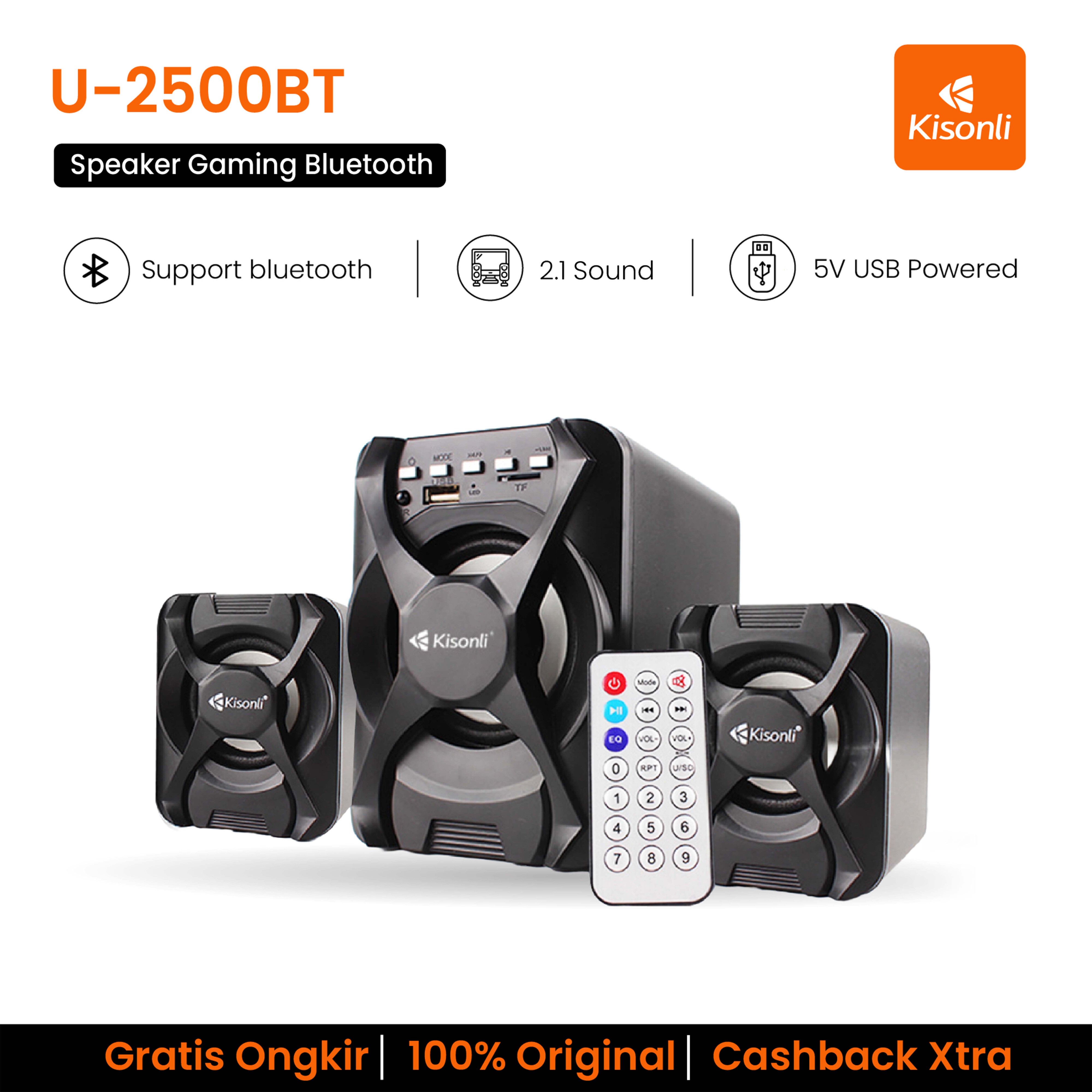 Speaker Bluetooth Kisonli U2500BT Gaming Speaker X-Audio 2.1 Harga 145,900 rupiah*Gratis Ongkir