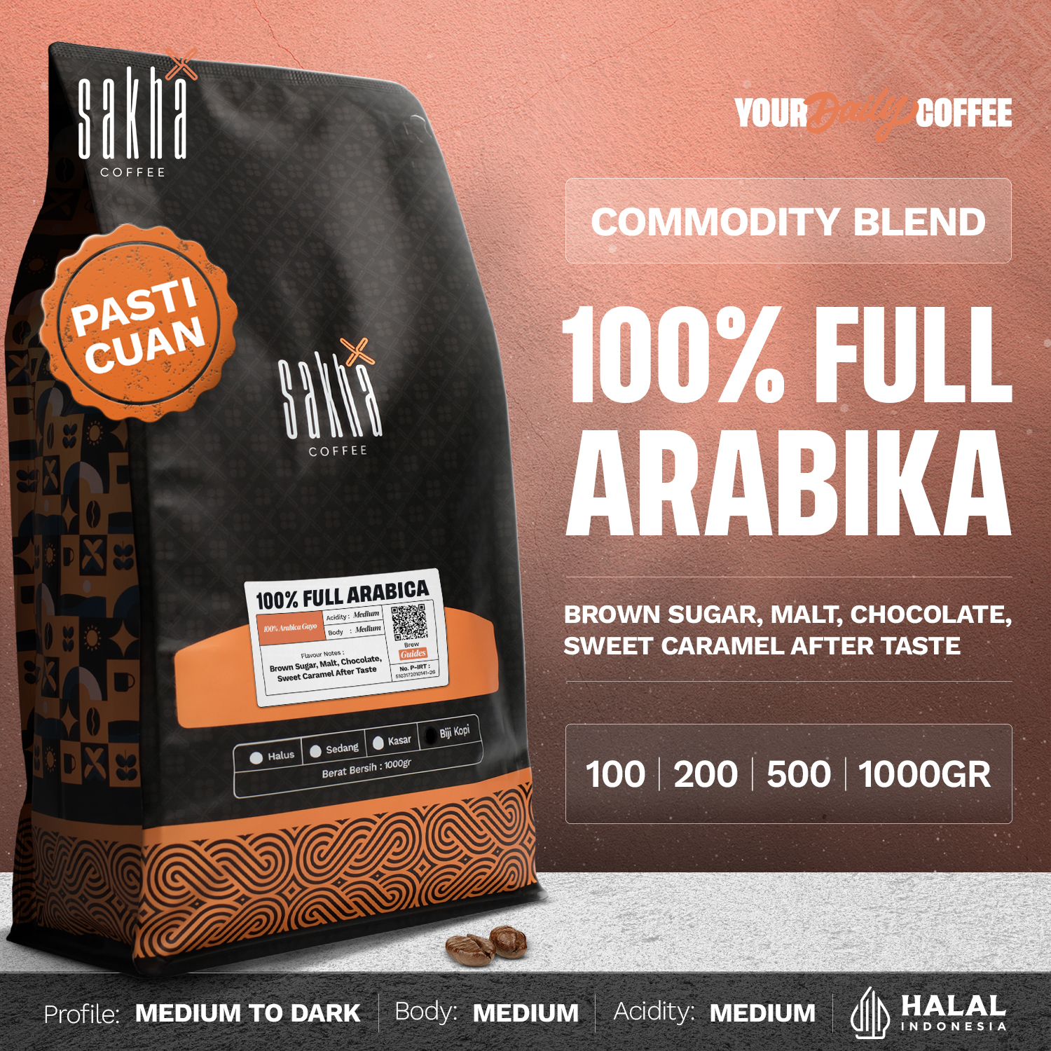 Coffee Beans 100% Full Arabica Commercial Espresso Based by Sakha Coffee Roastery