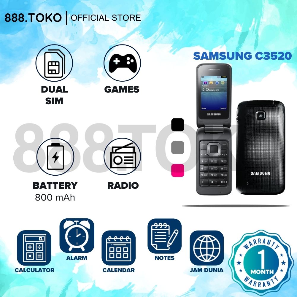 Samsung GT-C3520 Baru Hp Lipat Klasik Dual SIM GARANSI TOKO 1 BULAN Harga 278,885 rupiah*Gratis Ongkir