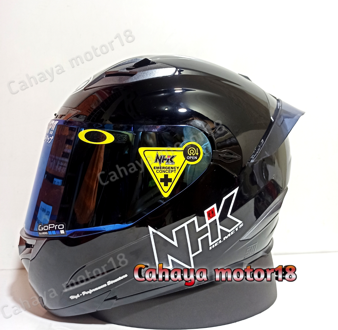 PAKET GANTENG HELM NHK RX9 BLACK SOLID|HITAM POLOS KACA IRIDIUM|NHK CUSTOM Harga 760,000 rupiah*Gratis Ongkir
