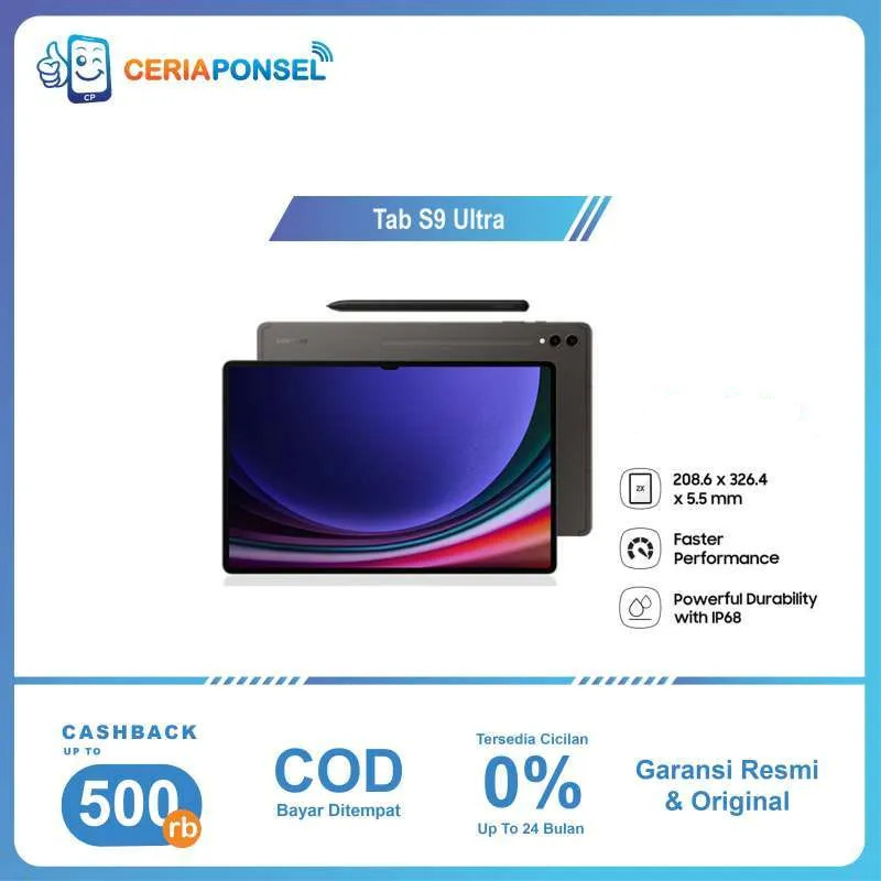 Samsung Galaxy Tab S9 Ultra 5G Tab S9 Ultra 12/512GB Garansi Resmi Smsung 1 Tahun Harga 11,099,000 rupiah*Gratis Ongkir