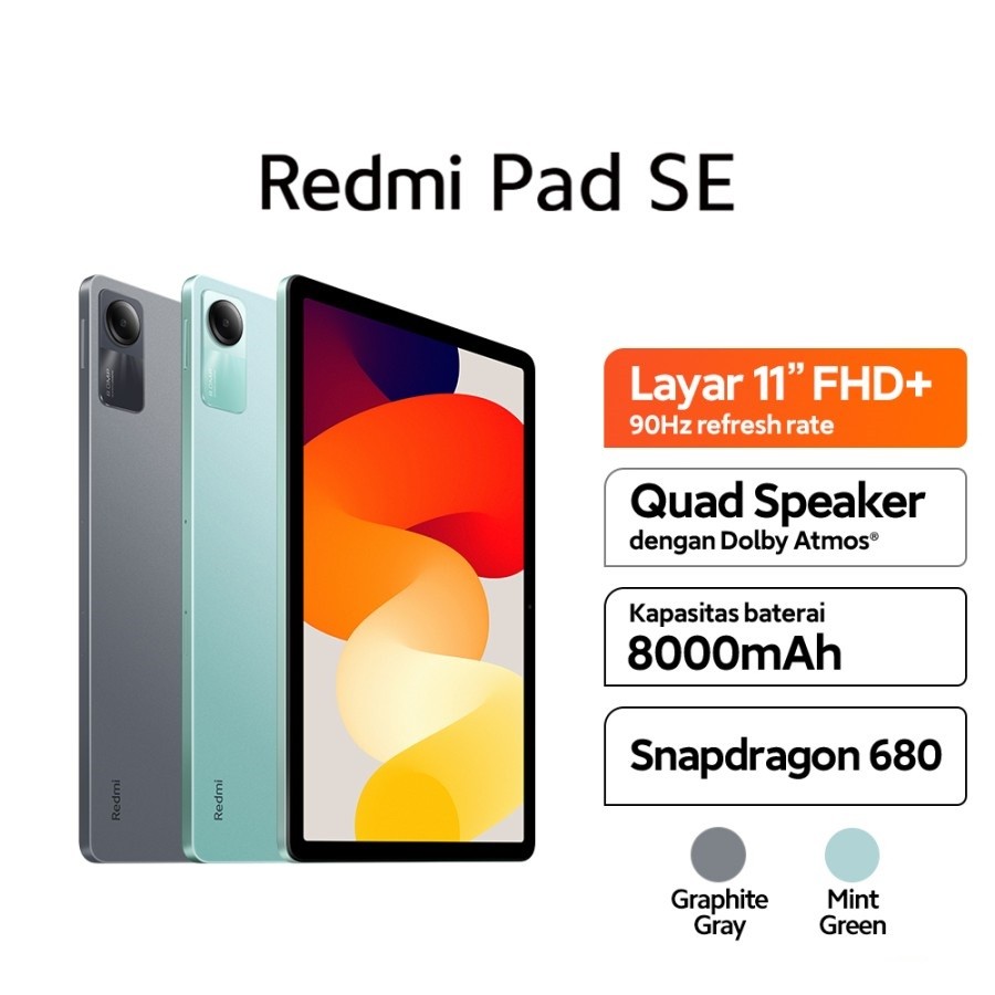 【Free magnetic keyboard 】xiaomi Redmi pad se Snapdragon 680 | 11 "FHD + screen | 8000mAh [ Official Store] Harga  1,736,000 Ringgit*Penghantaran Percuma