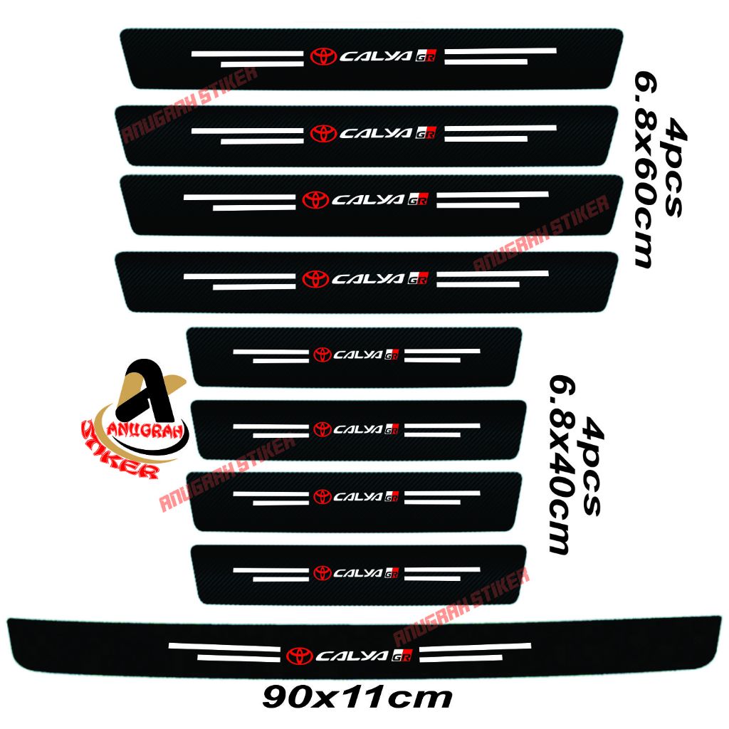 PROMO 9pcs stiker carbon toyota calya gr cutting stiker pelindung pintu mobil dari pijakan kaki Harga 30,000 rupiah*Gratis Ongkir