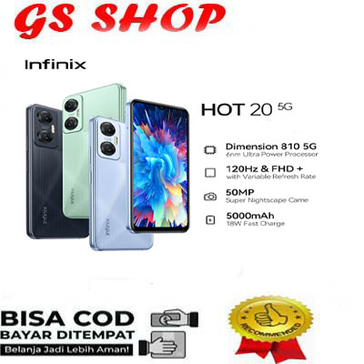 HANDPHONE INFINIX HOT 20 5G RAM 4/128GB Harga 1,680,000 rupiah*Gratis Ongkir