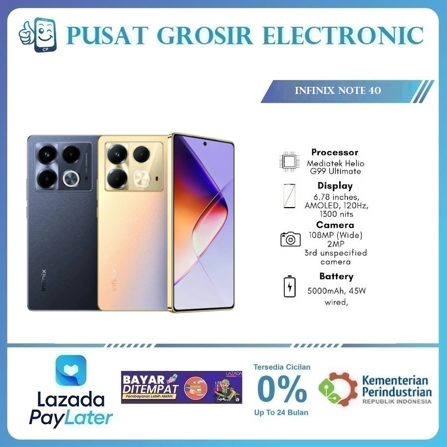 Infinix Note 40 8/256GB 6.78” FHD BERGARANSI Harga  2,029,500 Ringgit*Penghantaran Percuma