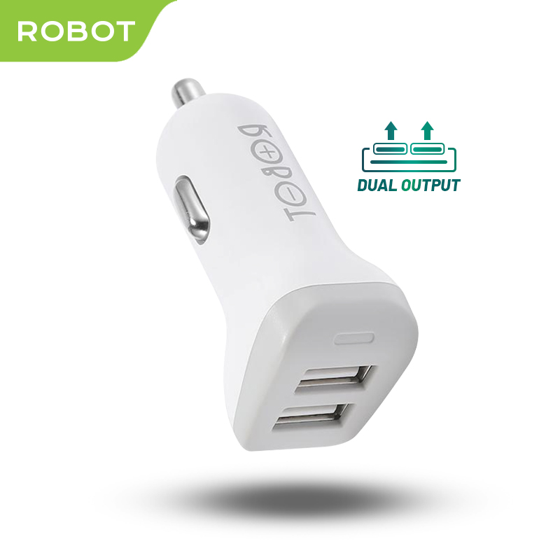 Robot Car Charger HP Mobil Fast Charging Dual USB Output 2.4A Garansi Resmi 1 Tahun - RT C06 Harga 48,999 rupiah*Gratis Ongkir