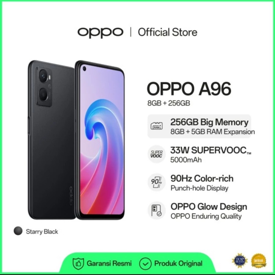 Oppo A96 8/256 GB fullsett Harga  2,475,000 Ringgit*Penghantaran Percuma