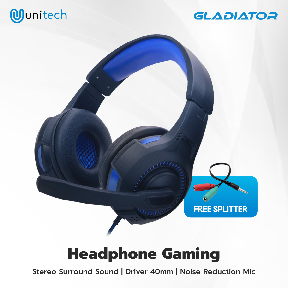 Super Bass gladiator wired gaming headphones LED lamp + Mic headset for HP laptop