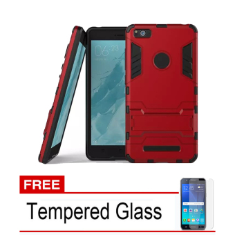 Casing Handphone Grosir Elektronik Gadget Aksesoris Case Xiaomi Mi4i Mi4c Shield Armor Kickstand Series Red Gratis Tempered Gl