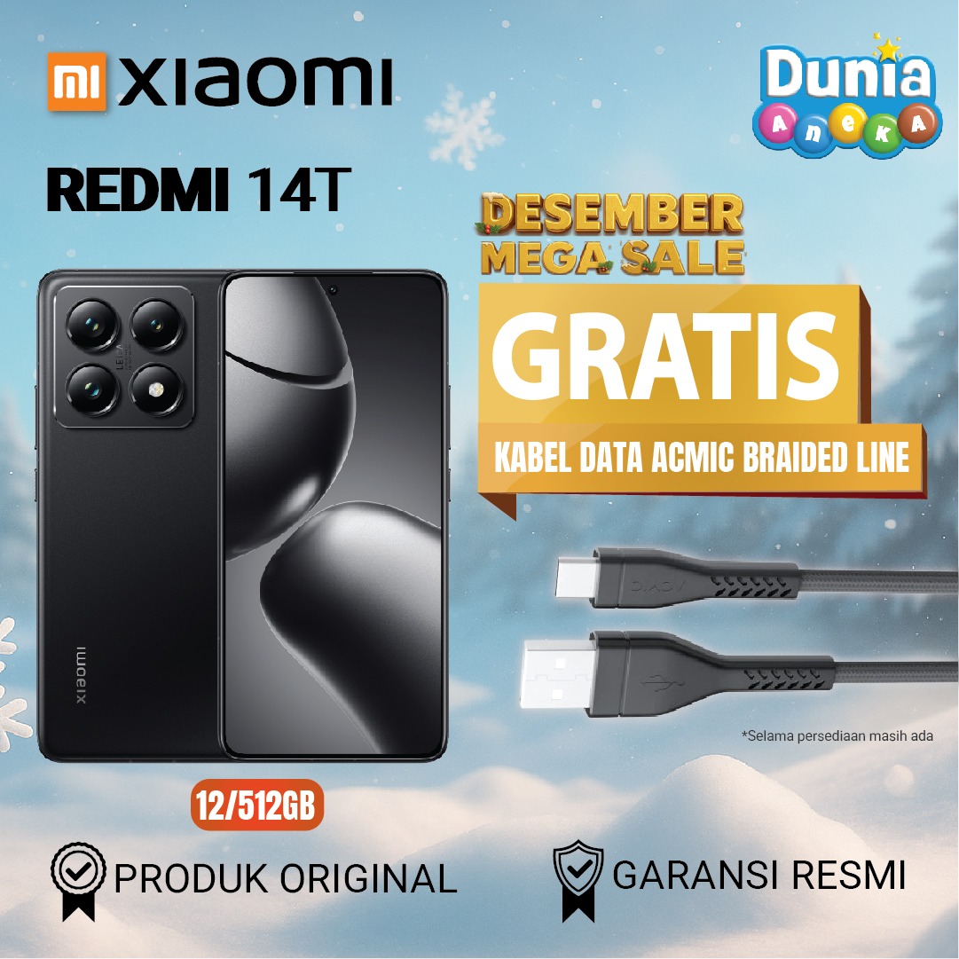 HP Xiaomi Redmi 14T 12GB RAM/512GB ROM-6.67 display-5000mAh battery bonus acmic braided line data cable-official warranty Harga  6,350,000 Ringgit*Penghantaran Percuma
