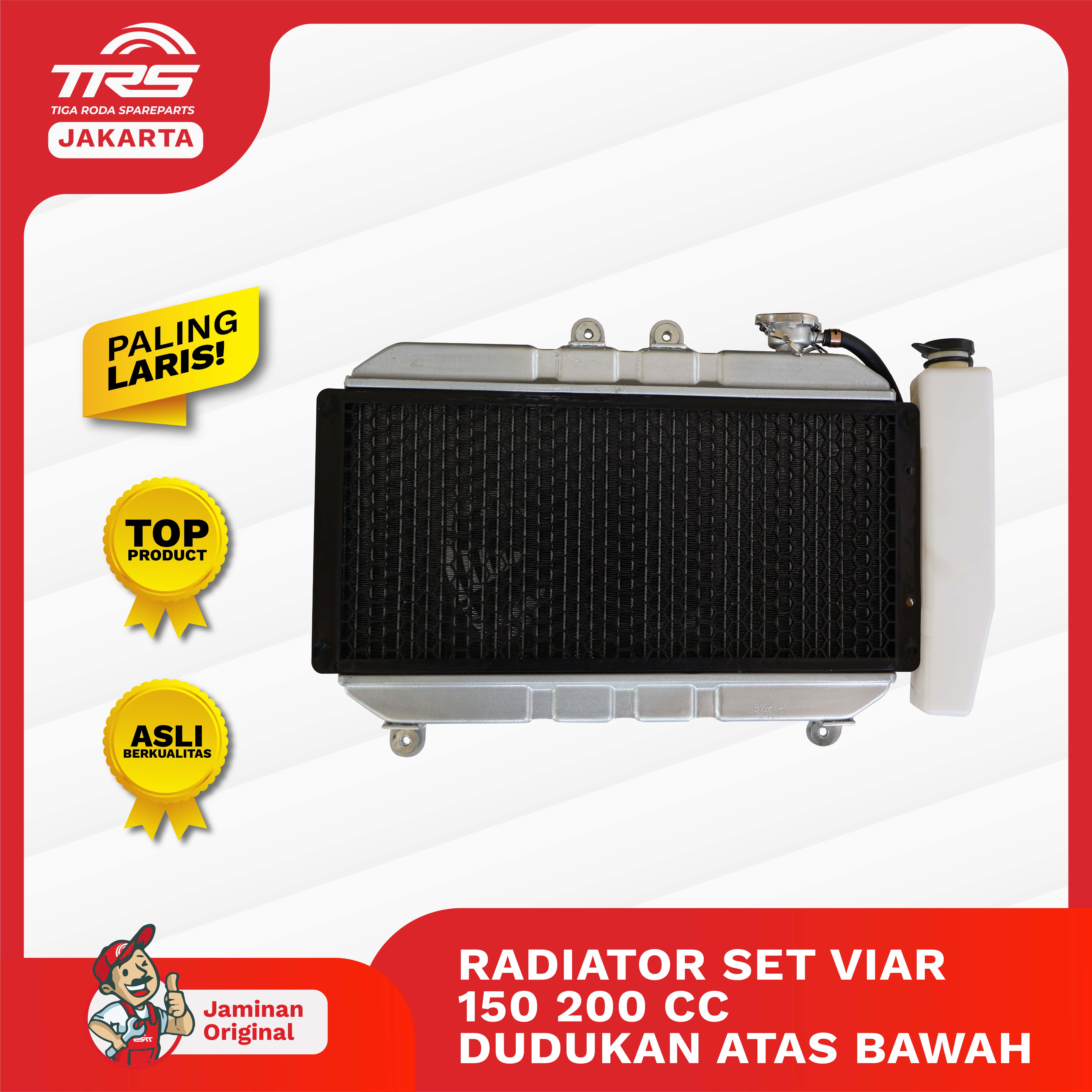 TRS Radiator Set Motor Roda Tiga Viar 150cc 200cc Dudukan Atas Bawah Pendingin Mesin Motor Roda Tiga Spareparts Original TRS JAKARTA Harga 1,420,200 rupiah*Gratis Ongkir