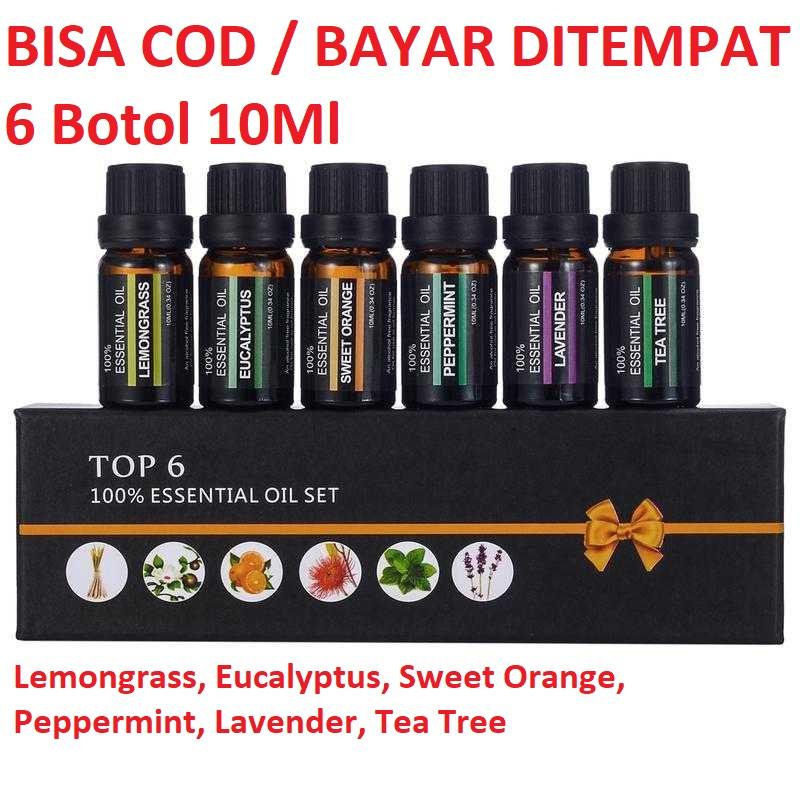 Firstsun 6 Botol Set Essential Fragrance Oils aromaterapi 10ml 6PCS Aroma : Lemongrass, Eucalyptus, Sw…