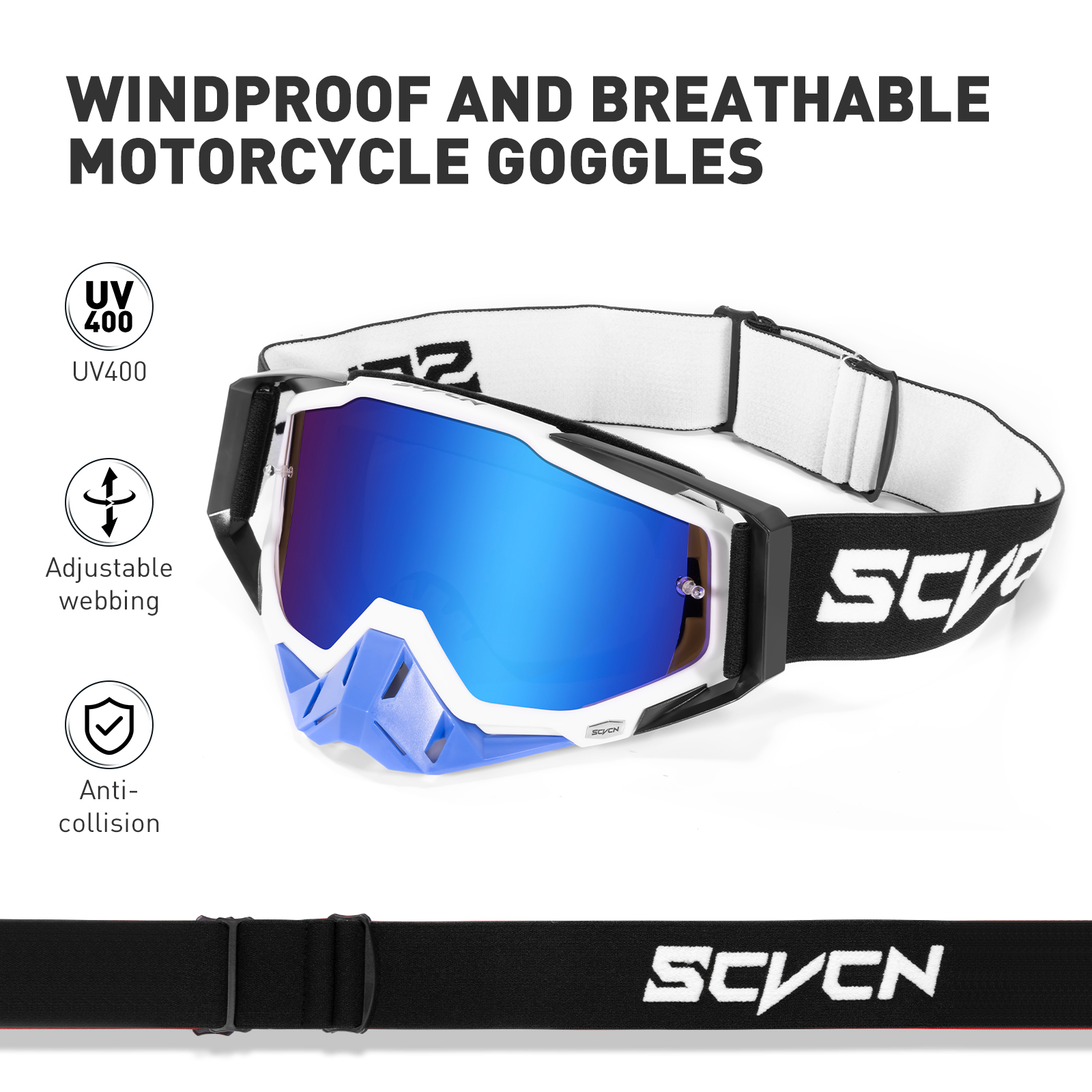 Scvcn UV400 men's driving glasses motorcycle motocross mountain bike anti wind and sand mask Harga 61,414 rupiah*Gratis Ongkir