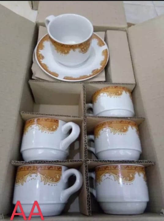 Gelas Cantik; Cangkir SET Motif Mahkota ISI 6 Pasang / SET Cangkir Kopi TEH