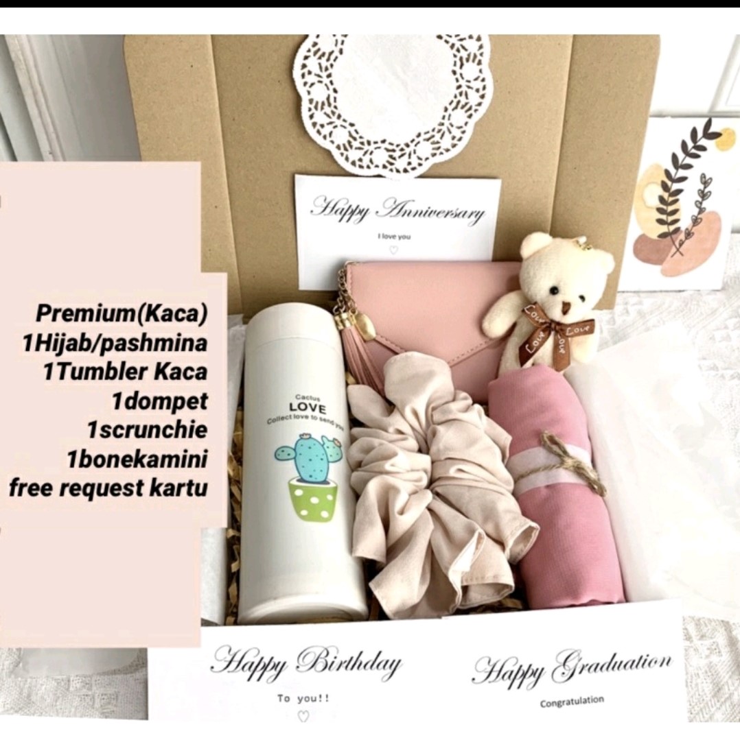 hadiah box Hampers Hijab Bella Square Rectangular Hijab Veil for Women Girls Birthday Anniversary wisu…
