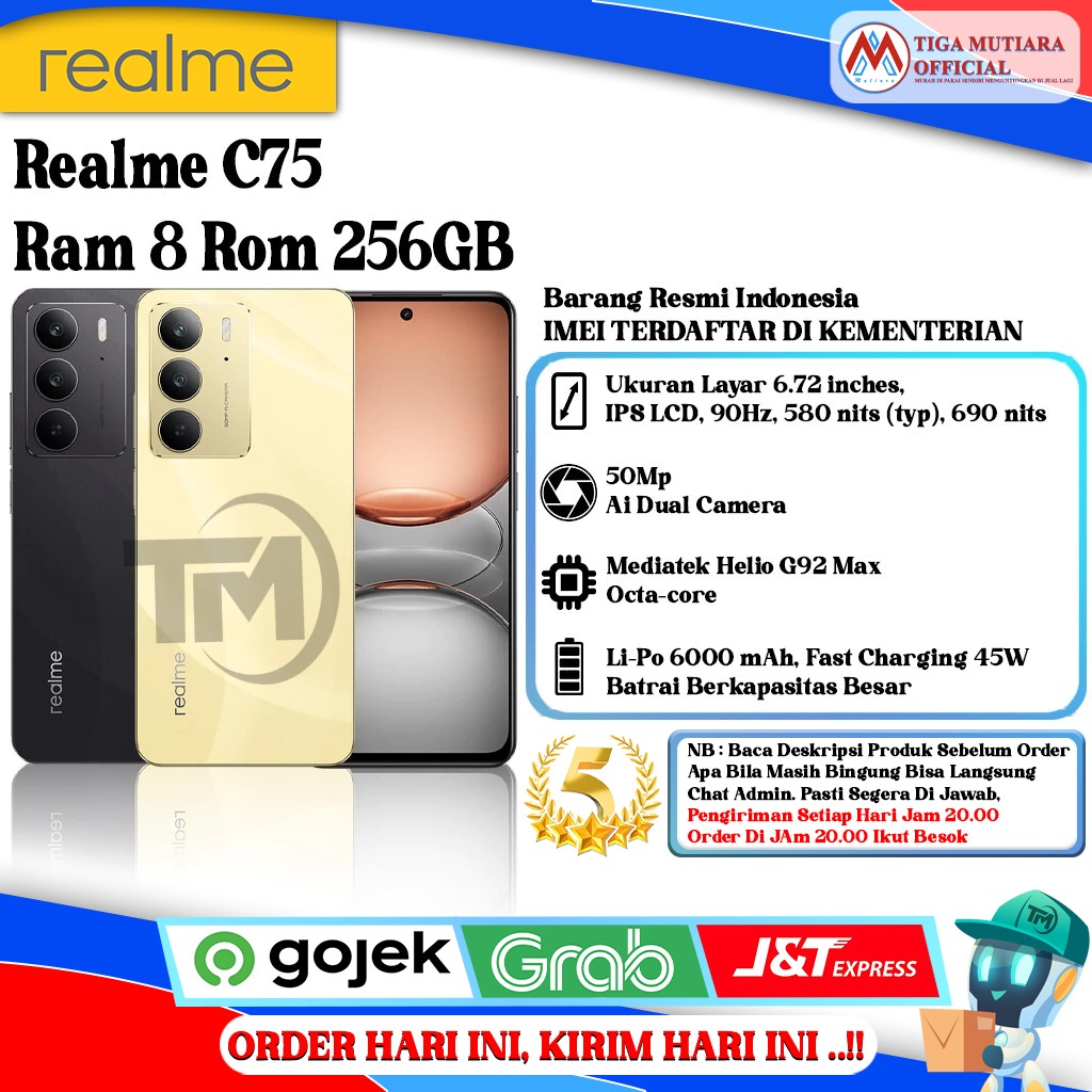 Realme C75 Ram 8 Rom 256GB Harga 2,175,000 Ringgit*Penghantaran Percuma