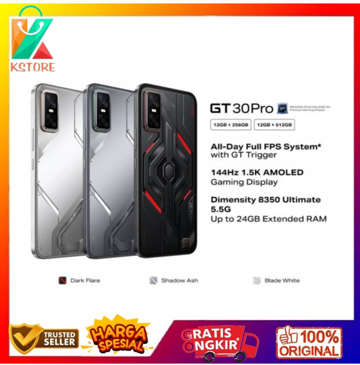 INFINIX GT 30 5G 8/256 & PRO 8/256 & 8/256 + GIFTBOX & 12/512 NEW GARANSI RESMI Harga 3,249,000 rupiah*Gratis Ongkir